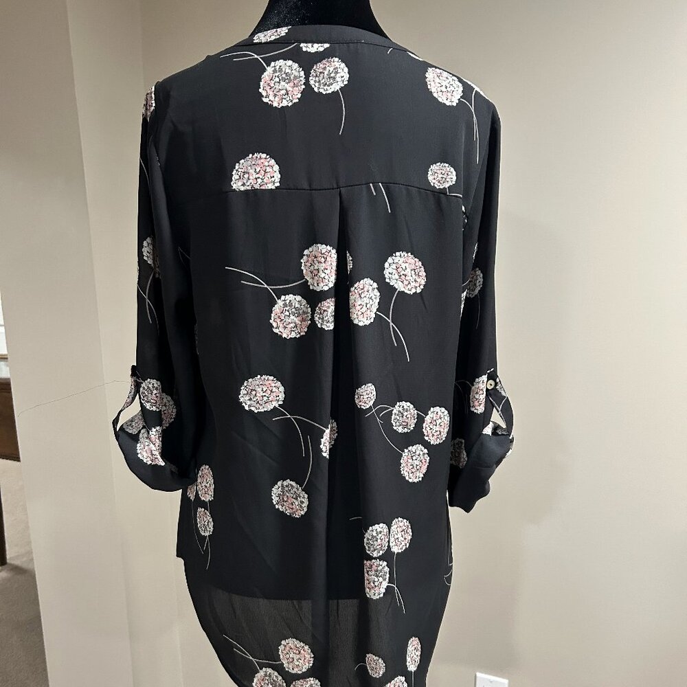 Daniel Rainn Black Sheer Floral Blouse/Tunic - Picture 2 of 5